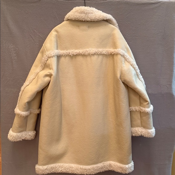 Faux-shearling leather-effect coat - Women | Mango USA Sz XL - Picture 8 of 8